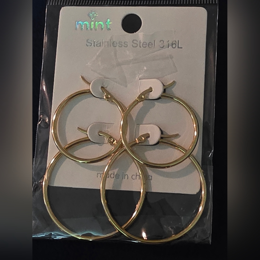Mint Gold Hoop Earrings
